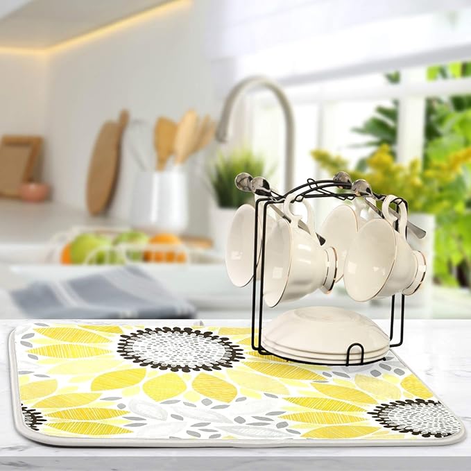 Super Absorbent Dish Drying Mat, Microfiber Fast-Drying Dish Mat, Kitchen Dish - Image 5