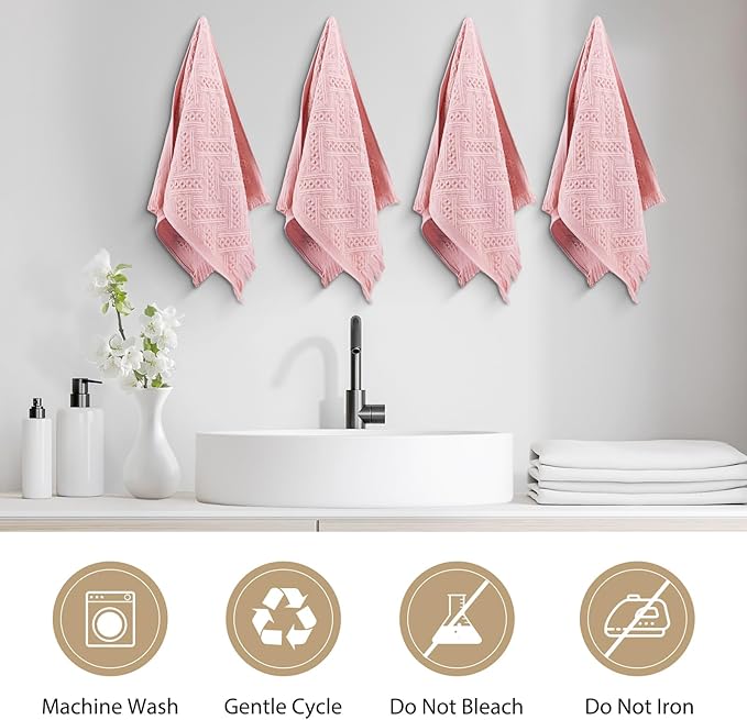 Boho Bathroom Decor Hand Towel 4 Pack 100% Turkish Cotton 14 x 30 Inch Boho - Image 6