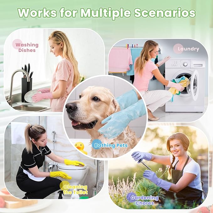 Cleaning Gloves for Dishwashing, 4/5 Pairs Reusable Kitchen Gloves for Wash - Image 6