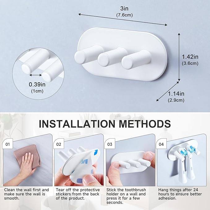 Electric Toothbrush Head Holder, Toothbrush Holders Wall Mounted, Adhesive - Image 9
