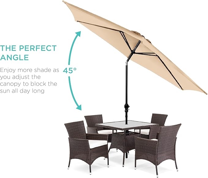 Best Choice Products 10ft Outdoor Table Compatible Steel Polyester Market Patio Umbrella w/Crank and Easy Push Button Tilt - Image 2