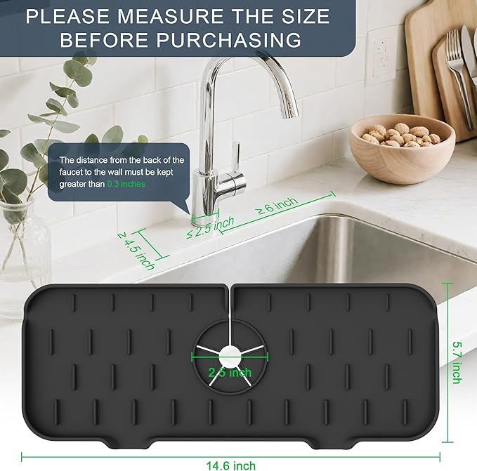 Kitchen Faucet Sink Splash Guard, Silicone Faucet Water Catcher Mat – Sink - Image 2
