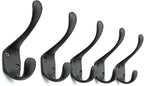 5 Pack Decorative Cast Iron Heavy Duty Double Hooks, Wall Mounted Coat Hooks - Image 2