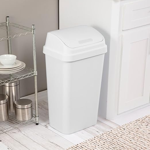 Sterilite 12-Pack Swing Top Wastebasket, Sleek Square Profile Trash Can - Image 3