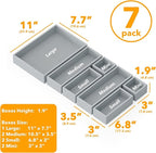 SpaceAid 7-Piece Bamboo Drawer Organizer Storage Boxes Set, Wood Tray Junk - Image 3