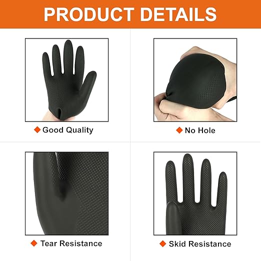 North Tower Heavy Duty Black Rubber Gloves - Image 2
