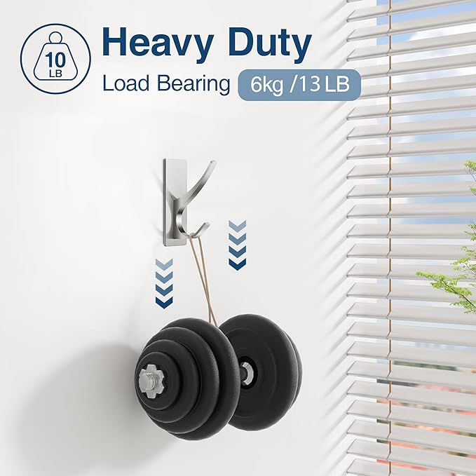 10 Pack Self Adhesive Towel Hooks: Extra Strong 13LB, Stainless Hook - Image 3