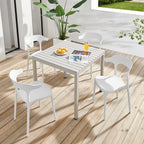 Modern Stackable Dining Chair Set, No Assembly, Plastic Chair, Patio Chair, Suitable for Indoor and Outdoor Cafes and Restaurants, Set of 4 (Cloud White) - Image 4