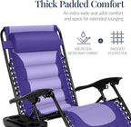 Best Choice Products Oversized Padded Zero Gravity Chair, Folding Outdoor Patio Recliner, XL Anti Gravity Lounger for Backyard w/Headrest, Cup Holder, Side Tray, Polyester Mesh - Purple/Violet - Image 4