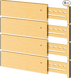 Bamboo Drawer Dividers 4" High, 12.8-18" Adjustable Drawer Organizers by Ryqtop