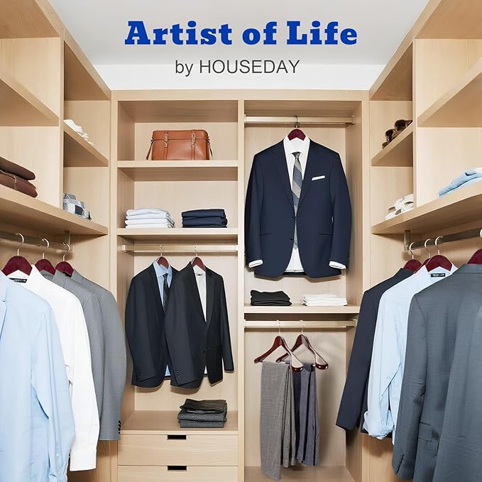 HOUSE DAY Wood Suit Hangers for Men, Wide Shoulder Wooden Hangers - Image 8