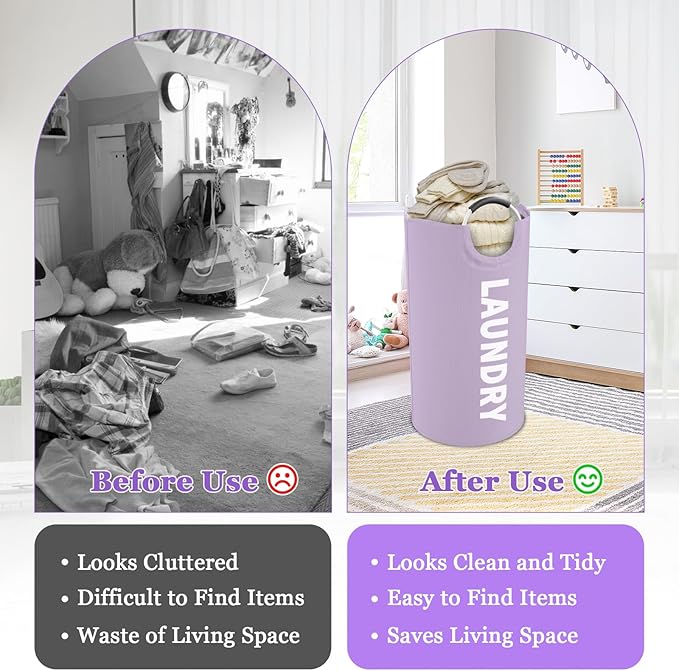 95L Folding Laundry Basket, Large Laundry Hamper - Image 4