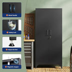 Yizosh Metal Garage Storage Cabinet with 2 Doors and 4 Adjustable Shelves - 71" Steel Lockable File Cabinet,Locking Tool Cabinets for Home,Office,Garage,Gym,School - Image 4