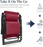 Best Choice Products Oversized Padded Zero Gravity Chair, Folding Outdoor Patio Recliner, XL Anti Gravity Lounger for Backyard w/Headrest, Cup Holder, Side Tray, Polyester Mesh - Burgundy - Image 5