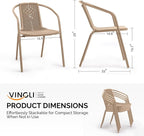 VINGLI PE Rattan Outdoor Dining Chairs Set of 2, Plastic Stackable Patio Chairs for Indoor, Porch, Restaurant, Garden,Champagne - Image 3