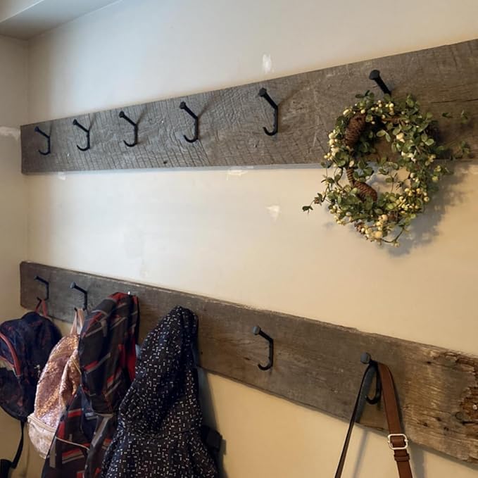Dicunoy 8PCS Rustic Cast Iron Hooks, Wall Mounted Farmhouse Coat Hangers - Image 7