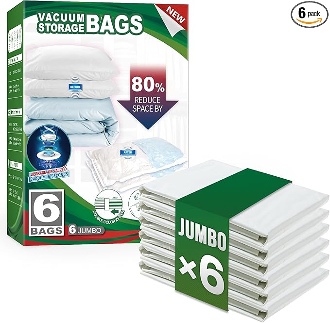 TAILI 6 Pack Vacuum Storage Bags, Jumbo Vacuum Seal Bags by TAILI