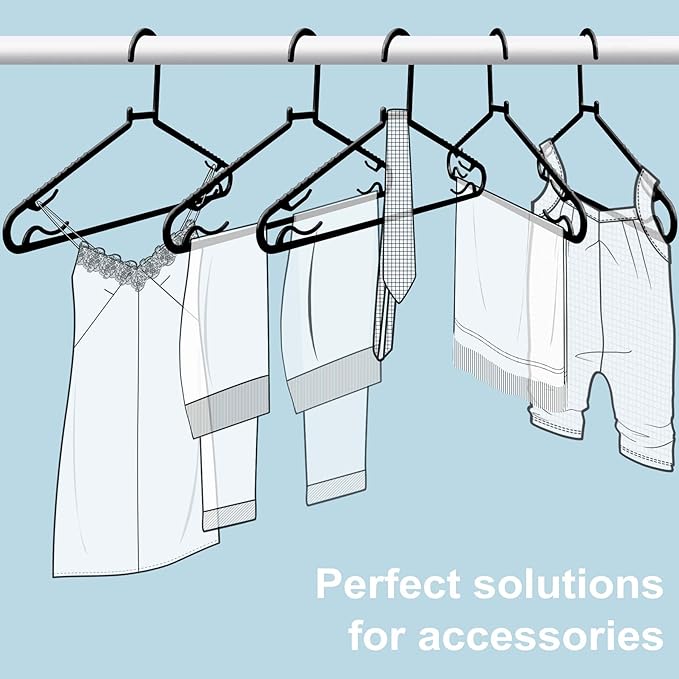 Black Plastic Hangers 50 Pack, Light Weight Durable Clothes Hangers G-Shape - Image 4