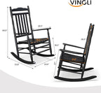VINGLI Wooden Rocking Chair, Outdoor Chair with 450 lbs Support, Relaxing Rocker with Solid Wood High Back Seat Reclining Seat for Deck, Garden, Backyard, Porch, Indoor or Outdoor Use (Black, 1PC) - Image 3
