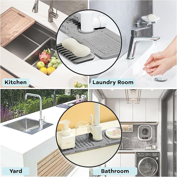 Daily Treasures 2Pack 13"x4.7" Silicone Faucet Splash Guard & Soap Dish - Image 7