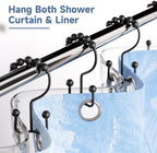 Titanker Black Shower Curtain Hooks Rings, Rust-Resistant Metal Double Glide - Image 2