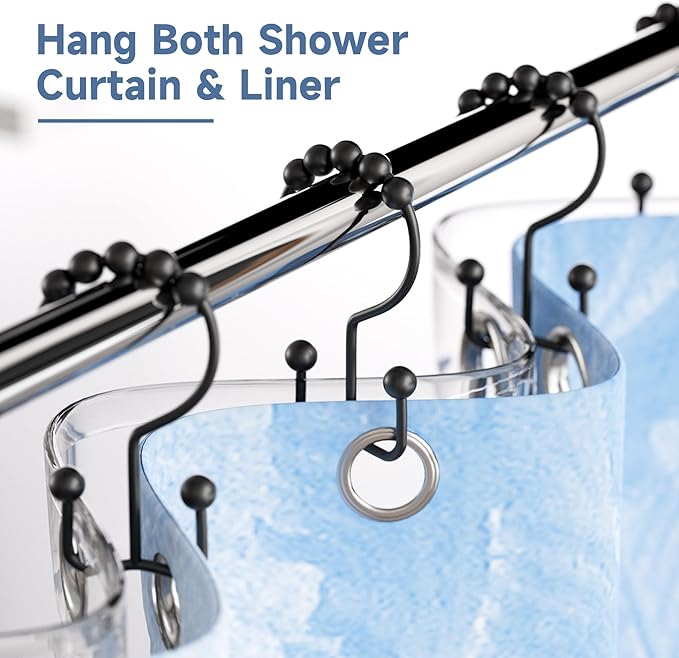 Titanker Shower Curtain Hooks Rings, Rust Resistant Metal Double Glide Shower - Image 3