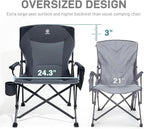 EVER ADVANCED Oversized Folding Camping Chair for Adults, Heavy Duty Lawn Chair with Side Pockets, Portable Collapsible Quad Chair for Outside, Support Up to 500lbs, Grey 2PACK - Image 5