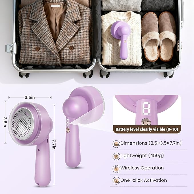 DBC Rechargeable Fabric Shaver and Lint Remover, 2.7" Sweater Shaver - Image 4