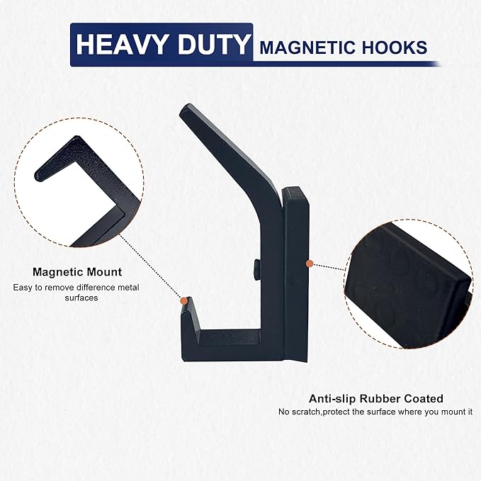 TSUYA Strong Magnetic Double Hooks, 4 Pack Heavy Duty Magnetic Coat Hooks - Image 2