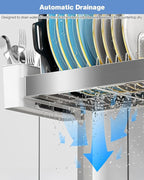 2 Tier Extra Large Over The Sink Dish Drying Rack, Expandable Stainless Steel - Image 5