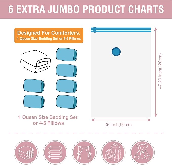 Cozy Essential Vacuum Storage Bags, Compression Space Saver Bags - Image 5