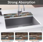 2PCS 24" X 5.5" Kitchen Sink Splash Guard Faucet Mat Wood Grain Super Absorbent - Image 3