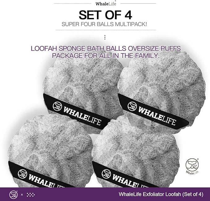 Loofah Sponge Bath Sponge for Women Men 4 Pack - Image 5