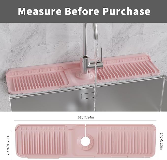 WAFT YEARN 24X5 Inch Silicone Durable Faucet Mat Kitchen Sink Splash Guard - Image 2
