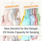Bra Hanger for Closet, Tank Top Organizer 20 Hooks Capacity Foldable Wood Space - Image 2