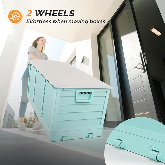 VINGLI 75 Gallon Collapsible Outdoor Storage Box, Simple-to-assemble Plastic Storage Containers with Lid, Patio Deck Box Furniture for Garden, Pool, Balcony, Yard (Green) - Image 6