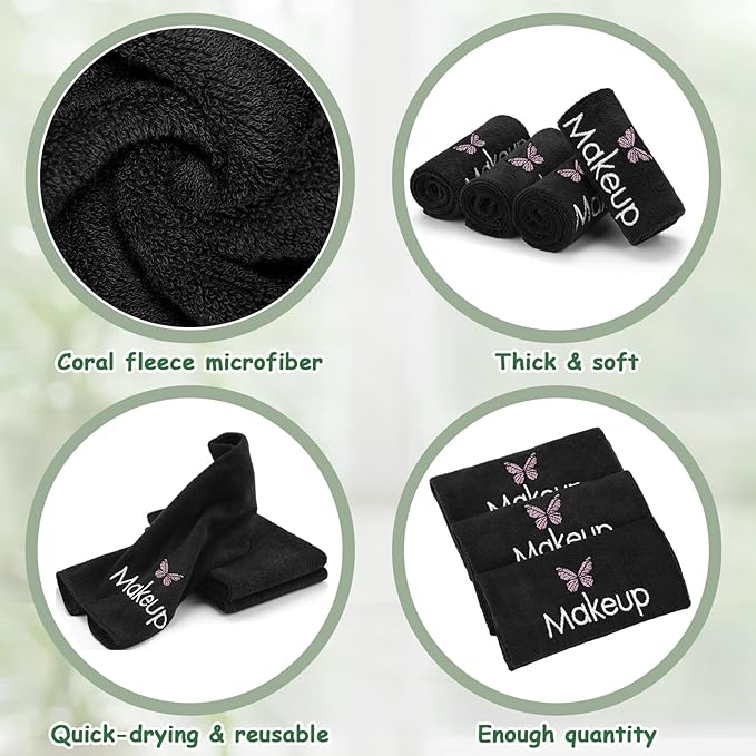 Shimeyao 20 Pack Makeup Towels Black Makeup Washcloths - Image 3