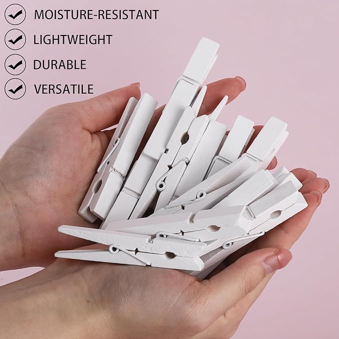 50Pcs White Wooden Clothespins, 2.9 inch Clothes Pins - Image 6