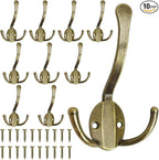 10 Pack Coat Hooks Heavy Duty, Metal Three Prongs Large Coat Hooks Wall Mounted by Homanu