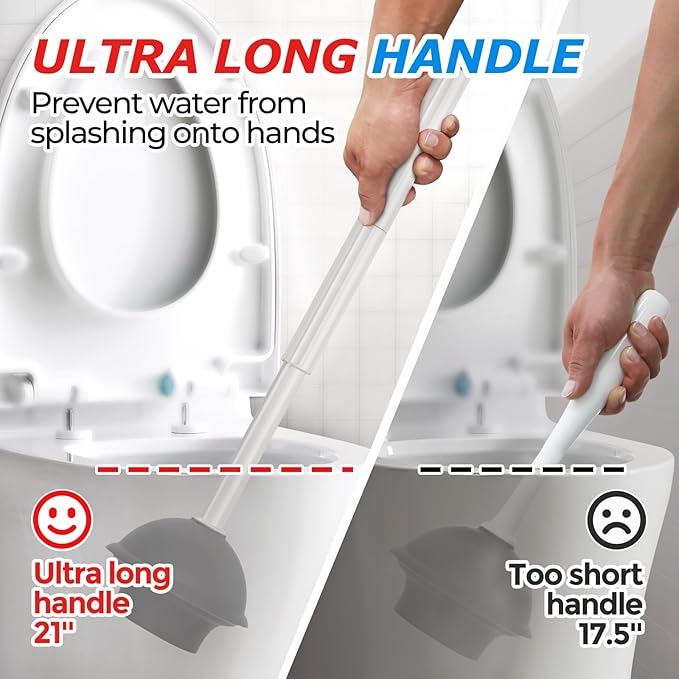 2 in 1 Toilet Plunger and Brush Set，Extended Handle Plunger，Toilet Bowl Brush - Image 2