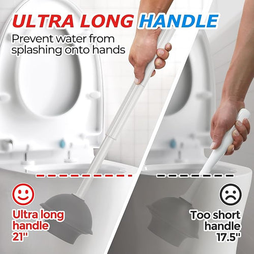 2 in 1 Toilet Plunger and Brush Set，Extended Handle Plunger，Toilet Bowl Brush - Image 2