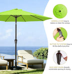 MEWAY 9ft Patio Umbrella Outdoor Table Umbrellas with Push Button Tilt and Crank, Market Umbrella 8 Sturdy Ribs for Deck, Garden, Pool and Backyard, Apple Green - Image 6