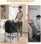 Laundry Basket with Wheels:88L Rolling Laundry Cart Foldable Metal Frame Dirty - Image 6