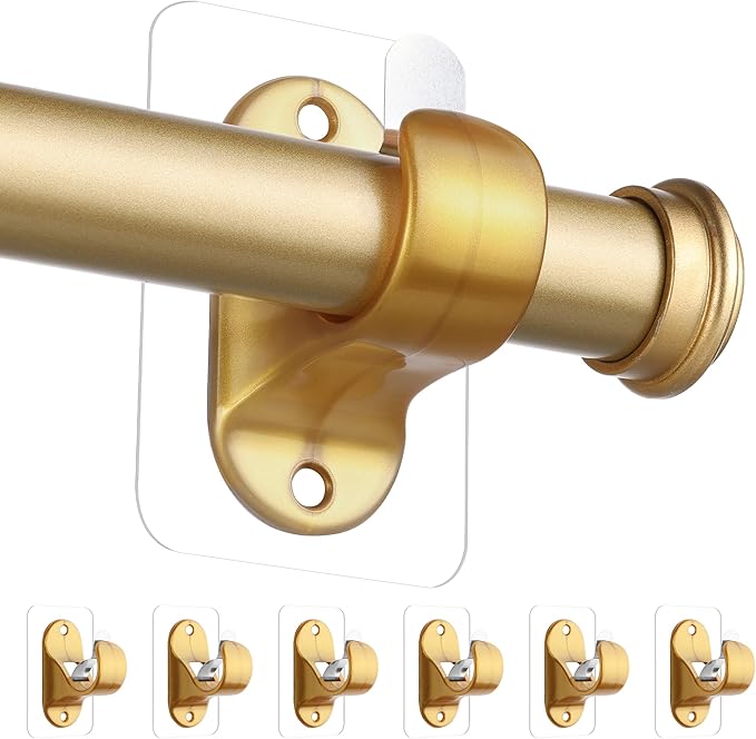 ANDGOO 6 Pack Curtain Rod Brackets No Drilling, Heavy Duty No Screw Stick on by ANDGOO