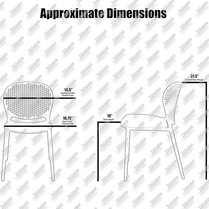 2xhome Modern Pool Patio Chair, Stackable Dining Side Chair for Indoor Outdoor Kitchen Living Room Restaurant, Blue - Image 4