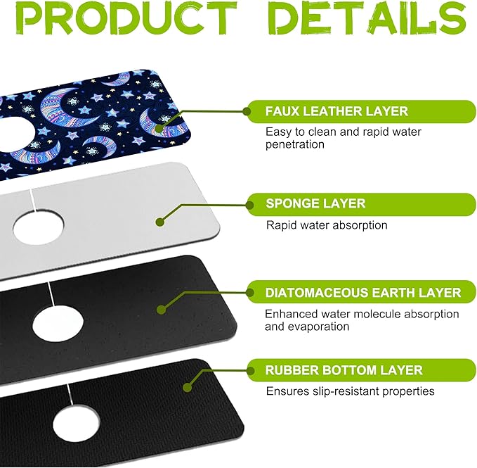 Kitchen Sink Splash Guard Faucet Mat Super Absorbent Fast Drying Mat Guard - Image 4