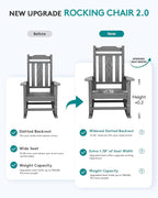SERWALL Oversized Rocking Chair Set of 2 Outdoor, HDPE Outdoor Rocking Chair Set of 2, Grey - Image 4