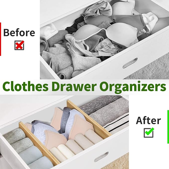 Bamboo Drawer Organizers 4 Pack, 17-22" Adjustable Spring Loaded Dividers - Image 7