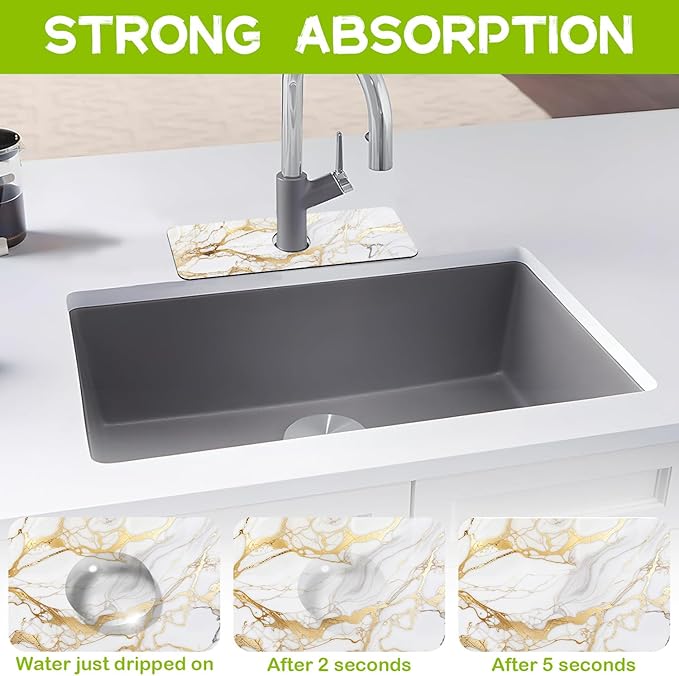 Kitchen Sink Splash Guard Faucet Mat Super Absorbent Fast Drying Mat Guard - Image 3