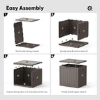 NEWBULIG 31 Gallon Outdoor Storage Box, Waterproof Deck Box with Lockable Lid, Patio Furniture Bench & Side Table, Easy Assembly, for Garden, Pool, Patio & Backyard Organization, Brown - Image 7
